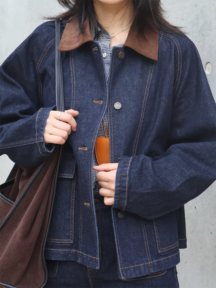RETRO lapel Barn denim jacket
