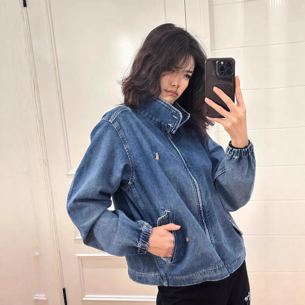 Retro unisex embroidery denim jacket