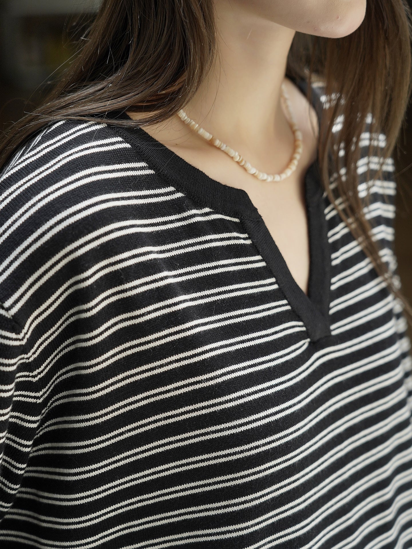 STRIPE casual wayback wool blend pull