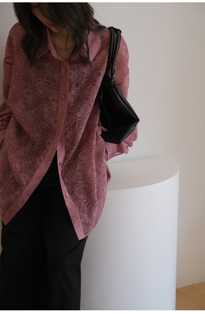 FUSHIA embossed soft light shirt