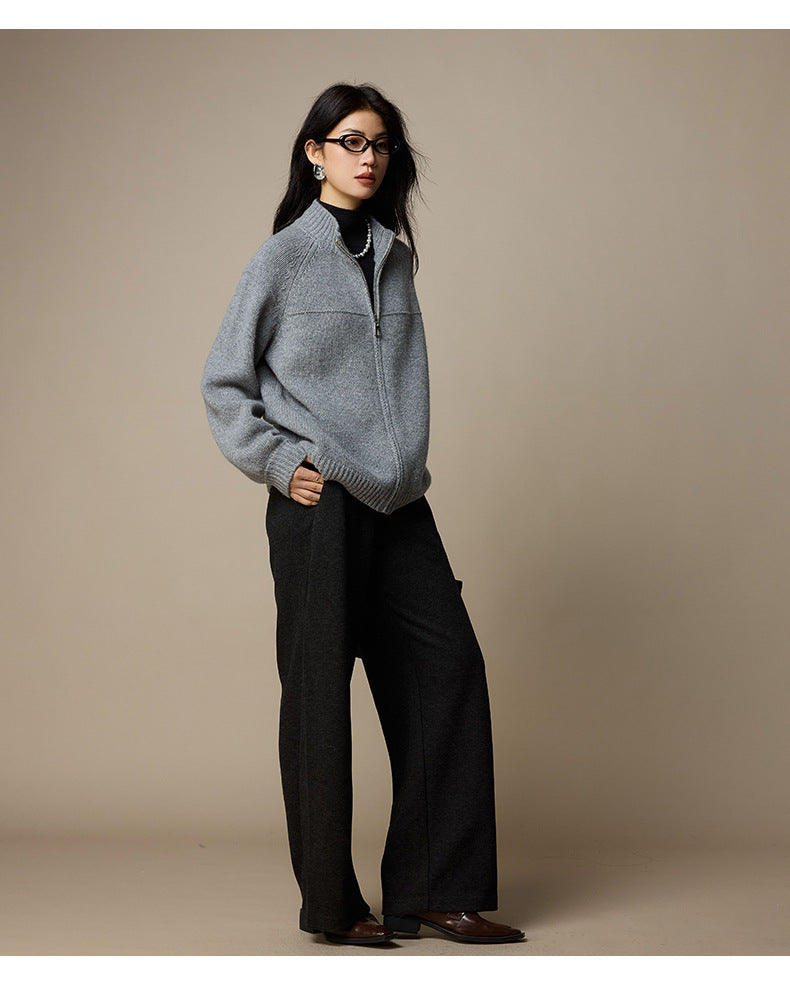 SORA merino wool zip cardigan