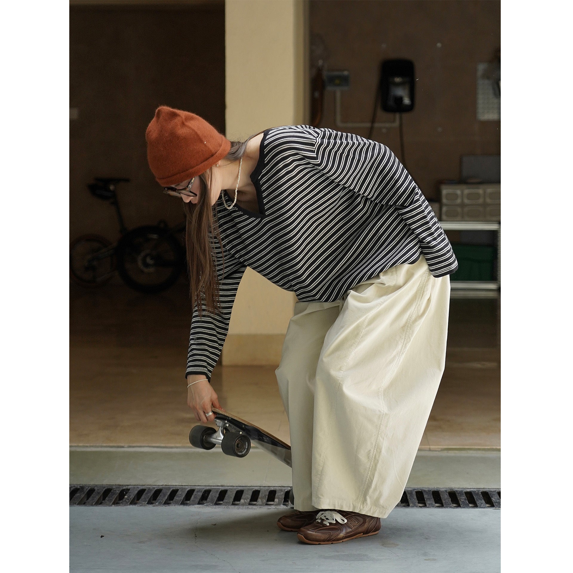 STRIPE casual wayback wool blend pull