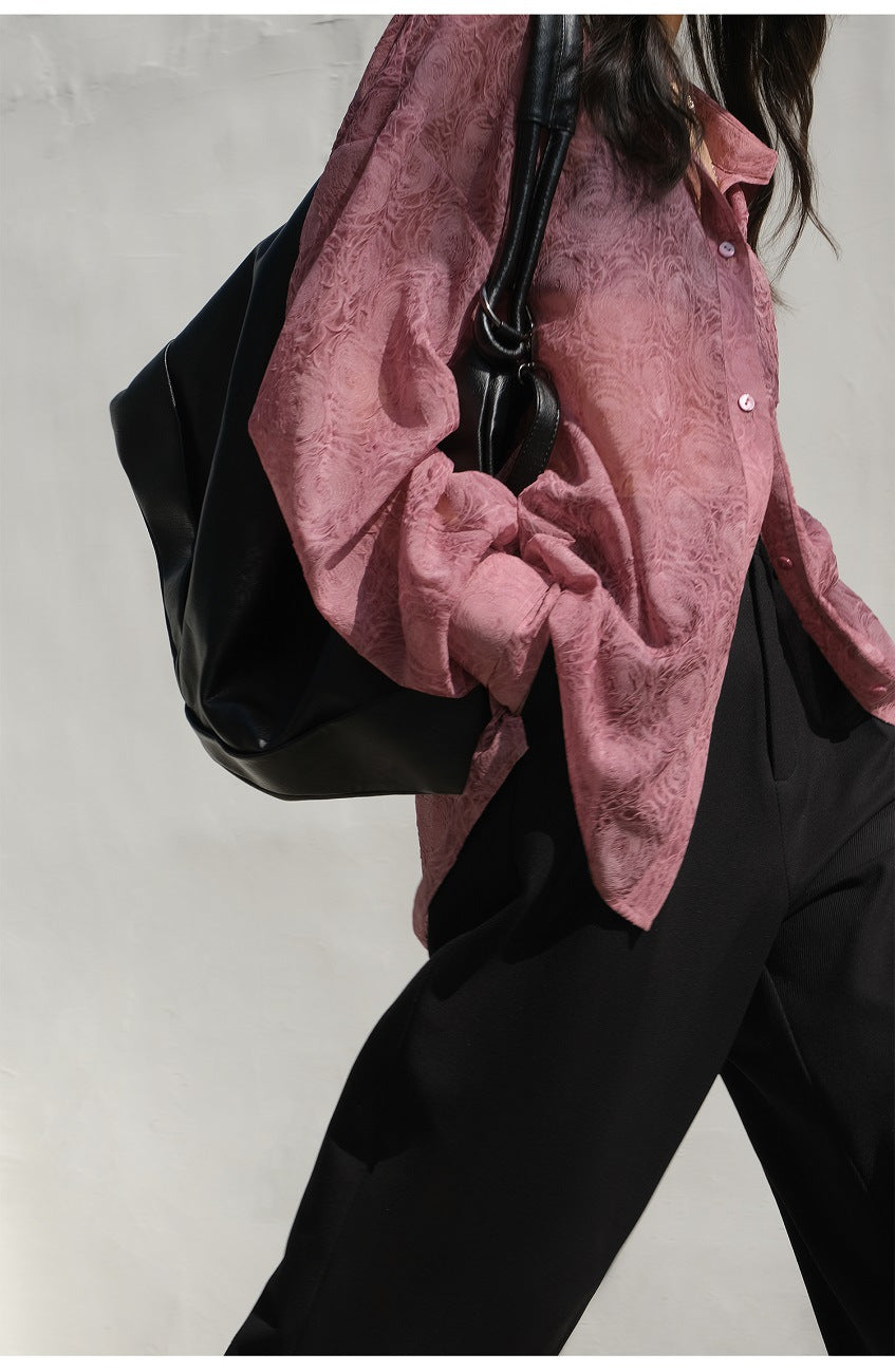 FUSHIA embossed soft light shirt