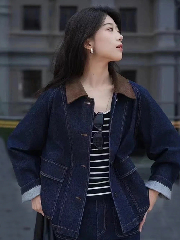 RETRO lapel Barn denim jacket