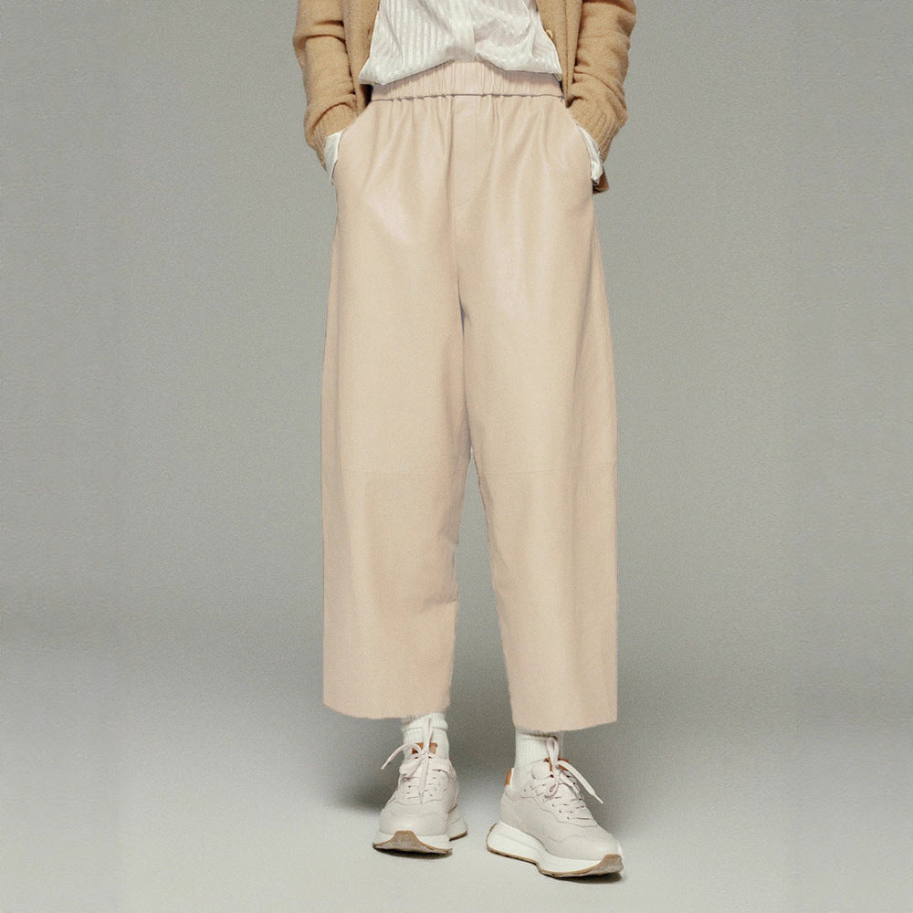 LEATHER soft cropped pants