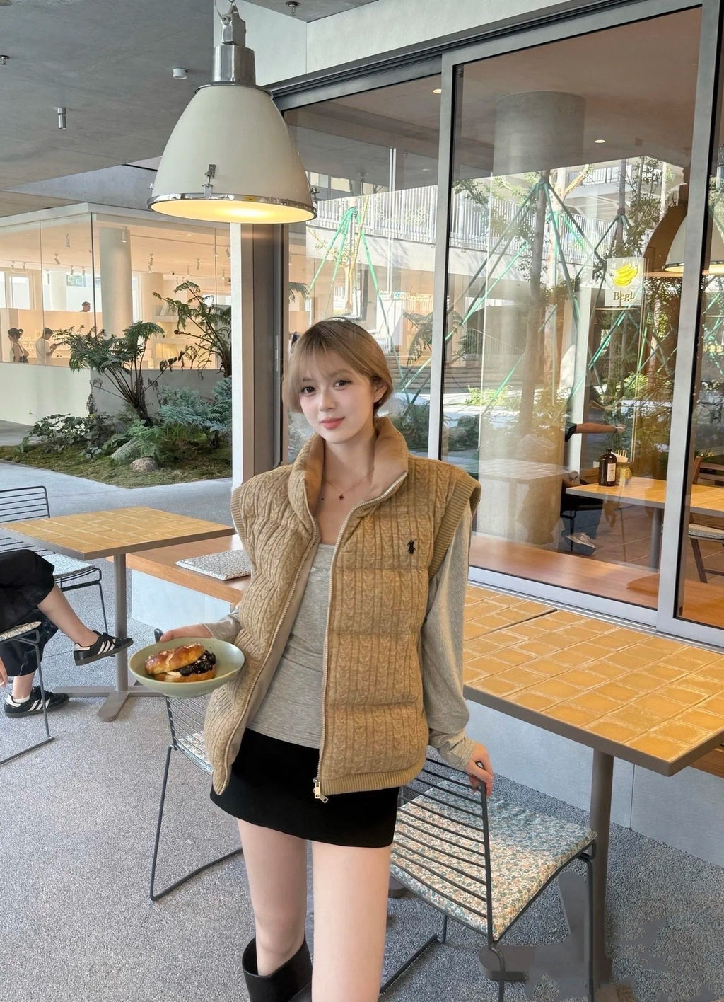 Chestnut brown down zip vest