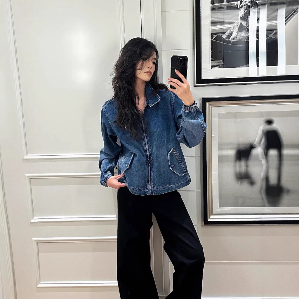 Retro unisex embroidery denim jacket