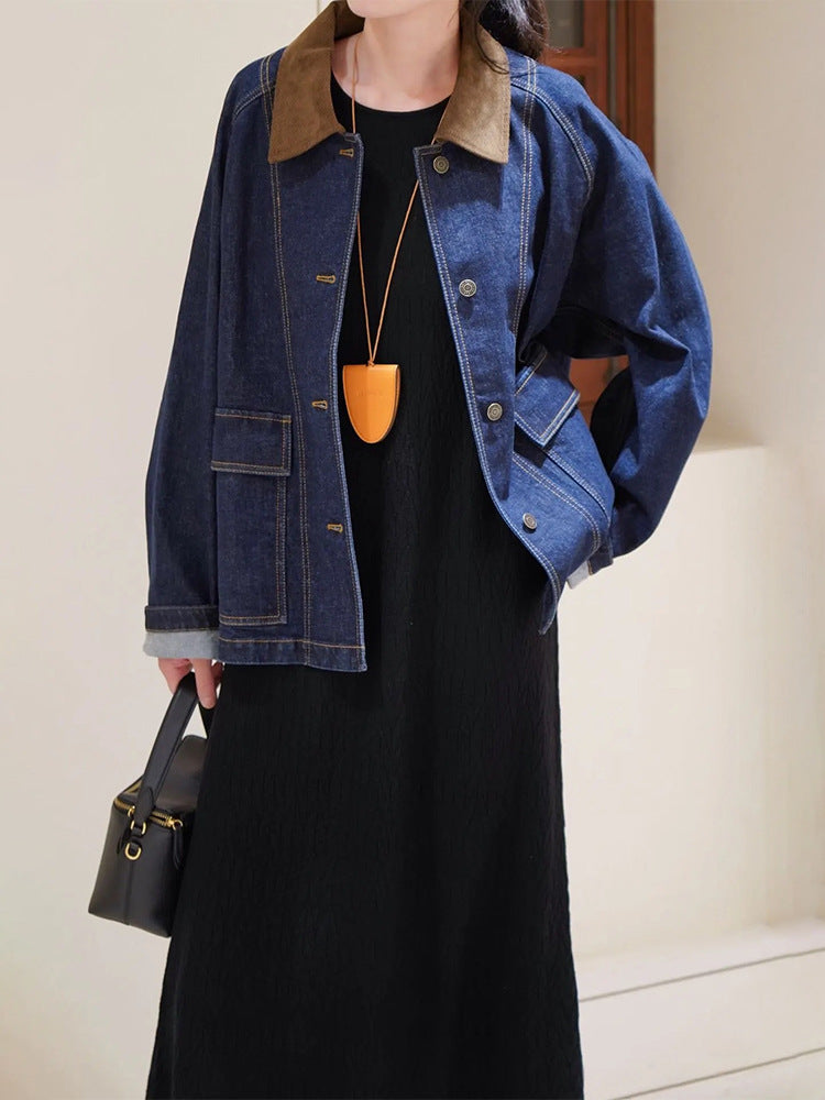 RETRO lapel Barn denim jacket