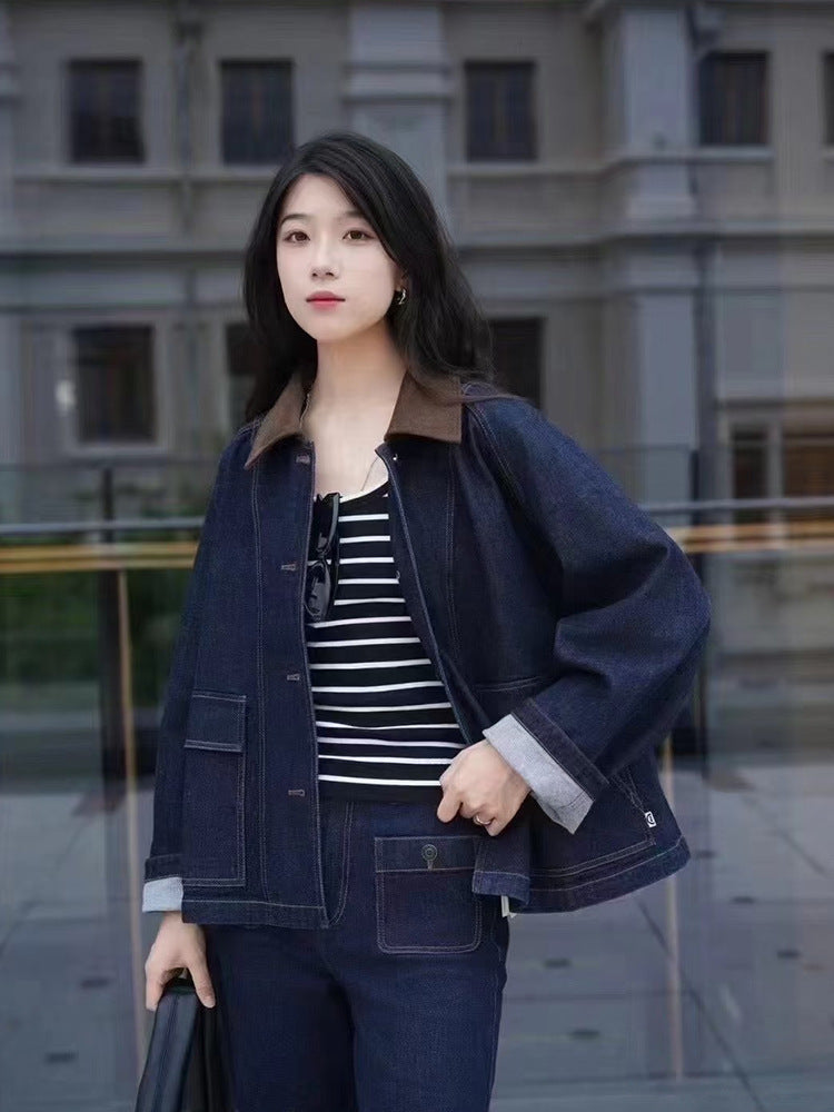 RETRO lapel Barn denim jacket