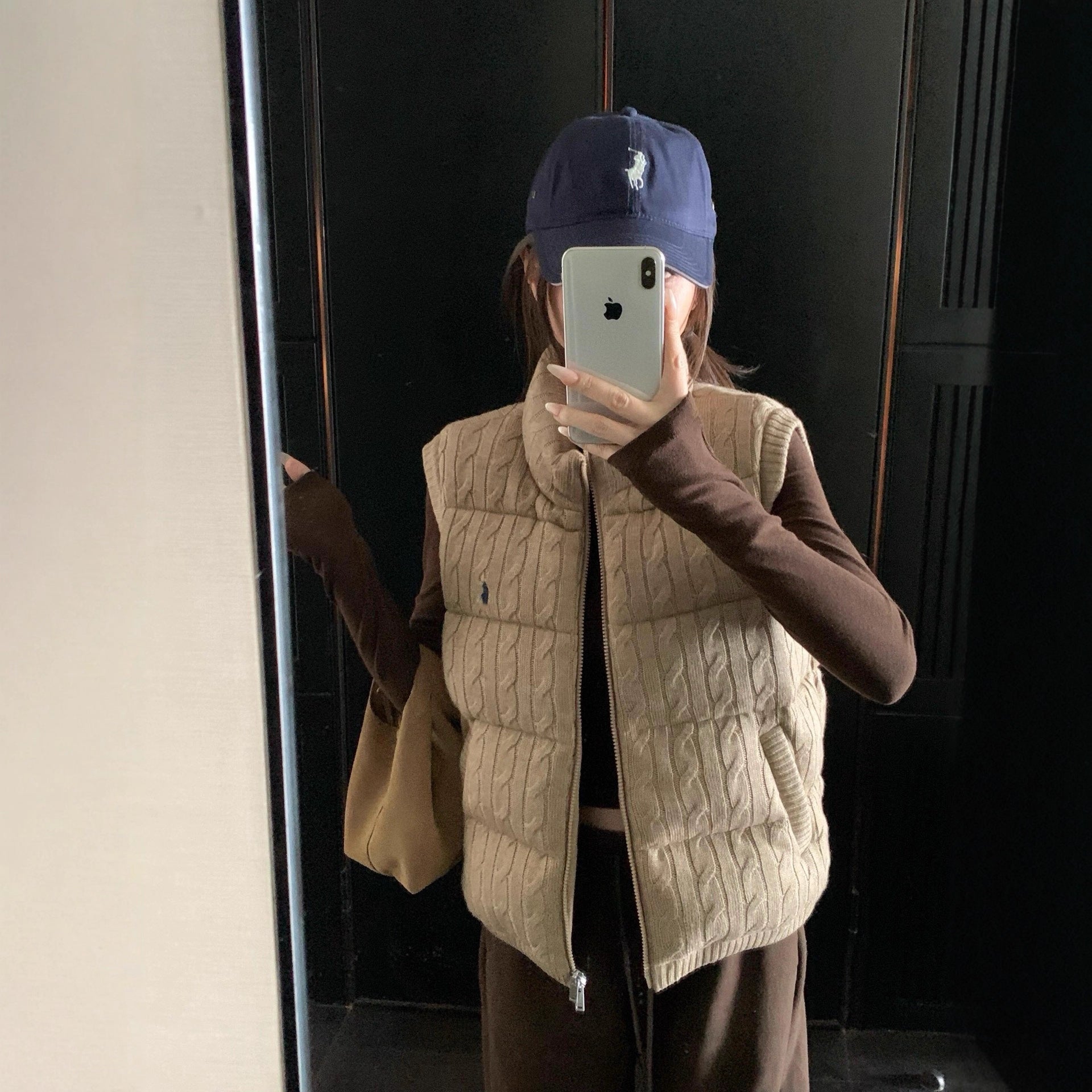 Chestnut brown down zip vest