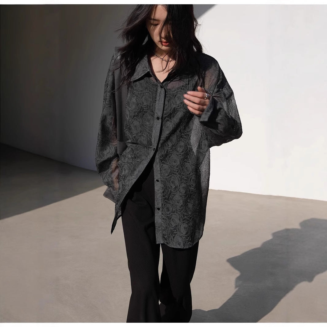 FUSHIA embossed soft light shirt