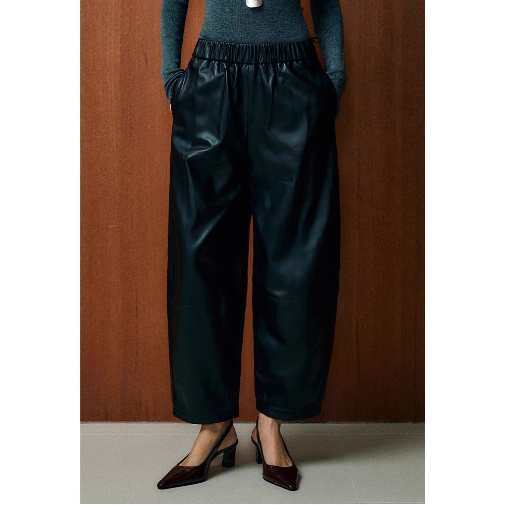 LEATHER soft cropped pants