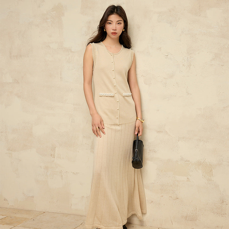 GRACE sleeveless wool knitted maxi dress