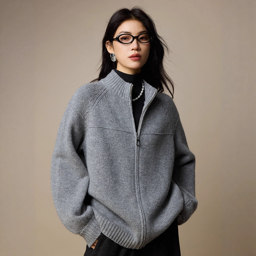 SORA merino wool zip cardigan