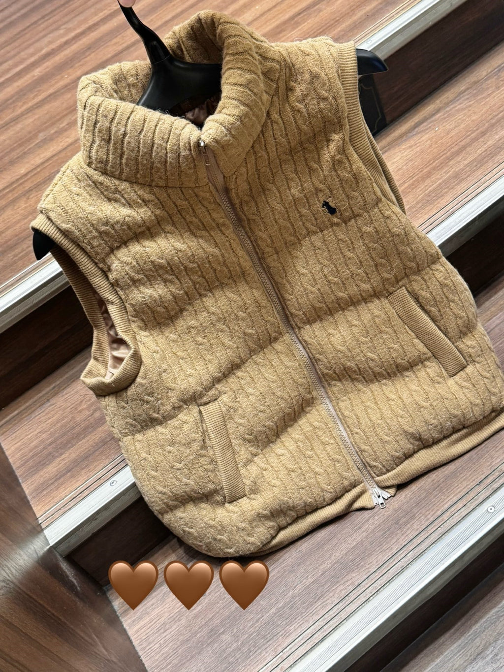 Chestnut brown down zip vest