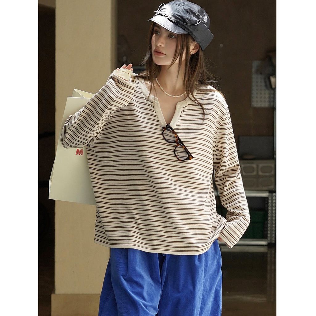 STRIPE casual wayback wool blend pull