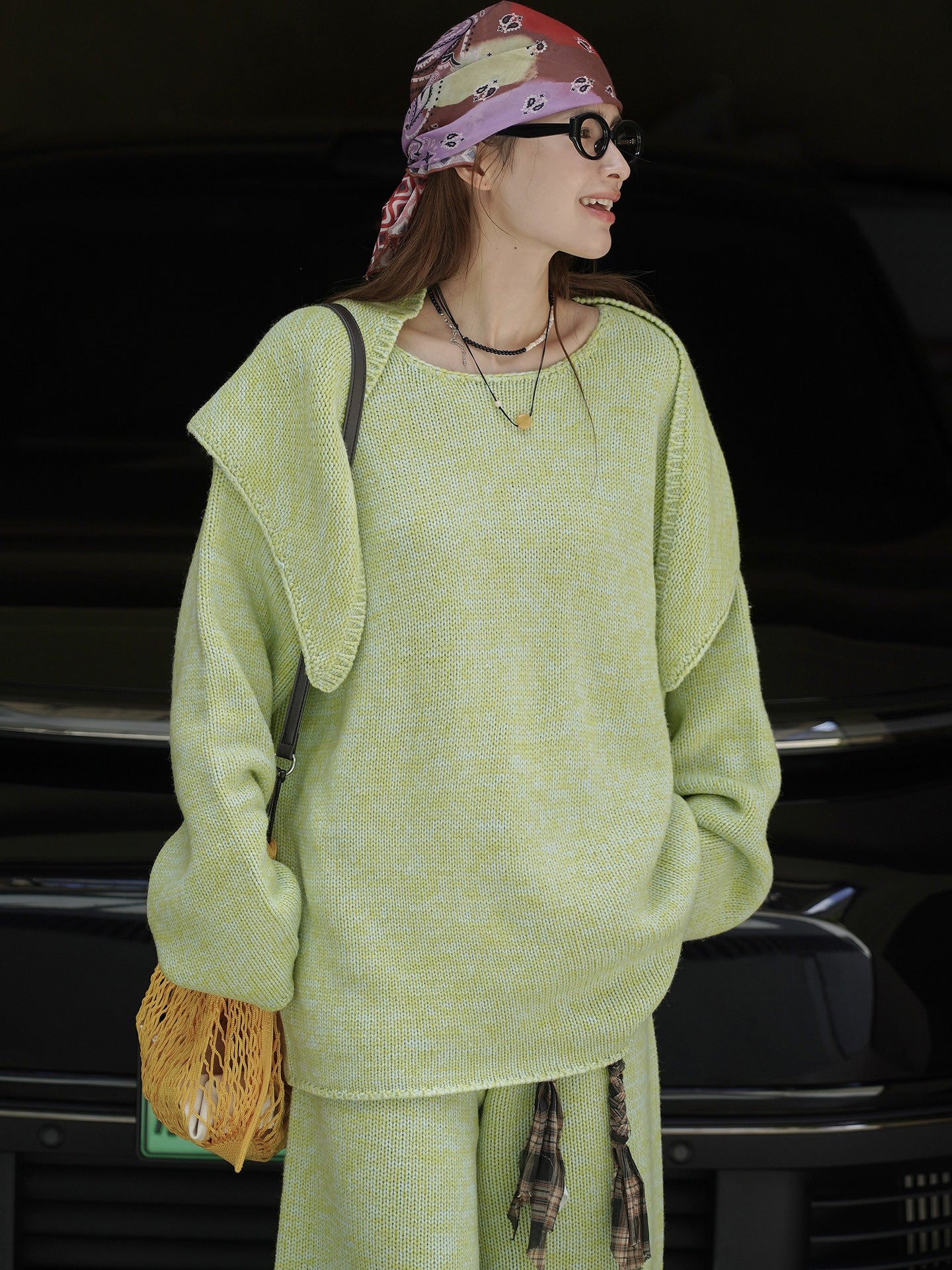 HEATHER shawl off-shoulder sweater