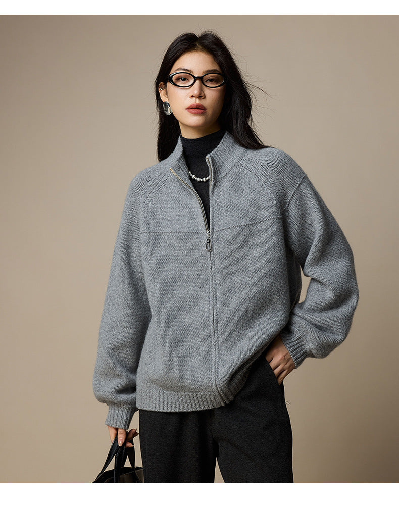 SORA merino wool zip cardigan