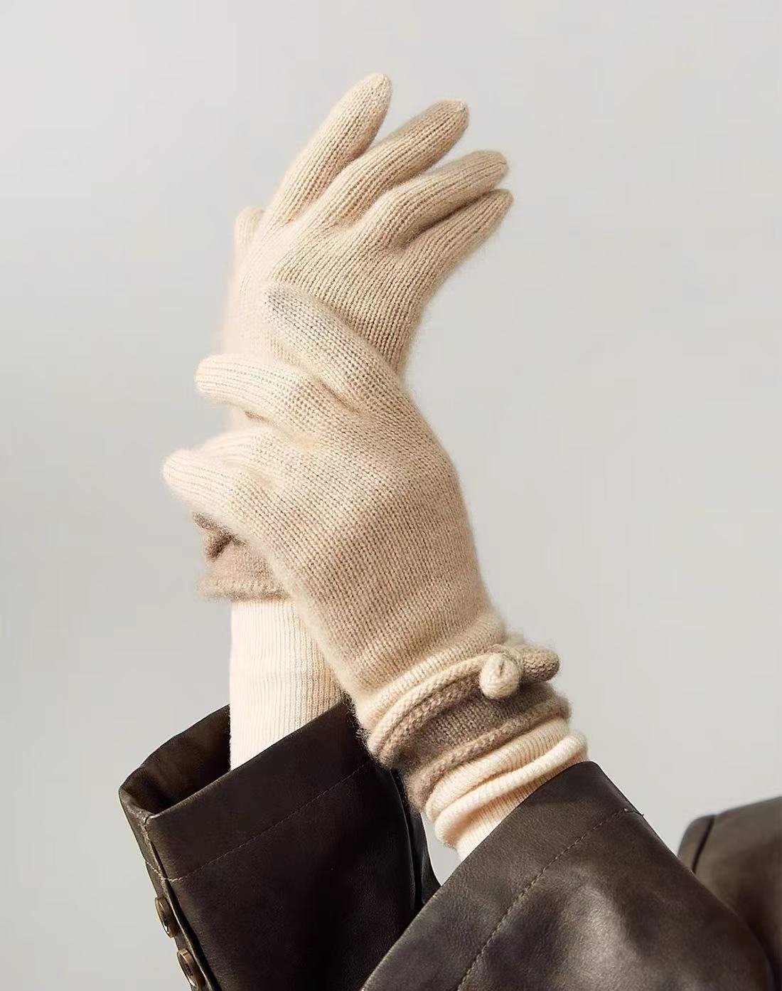Christmas Bow-knit cashmere gloves