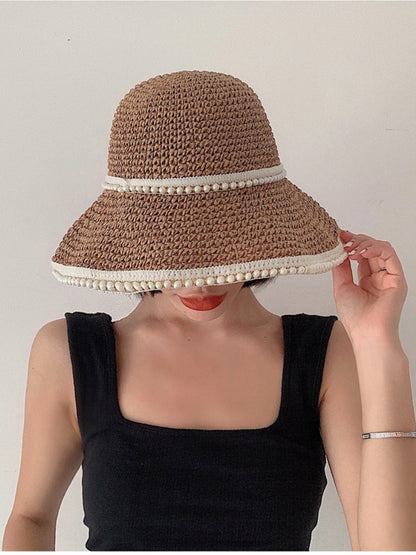 PEARL straw bucket hat