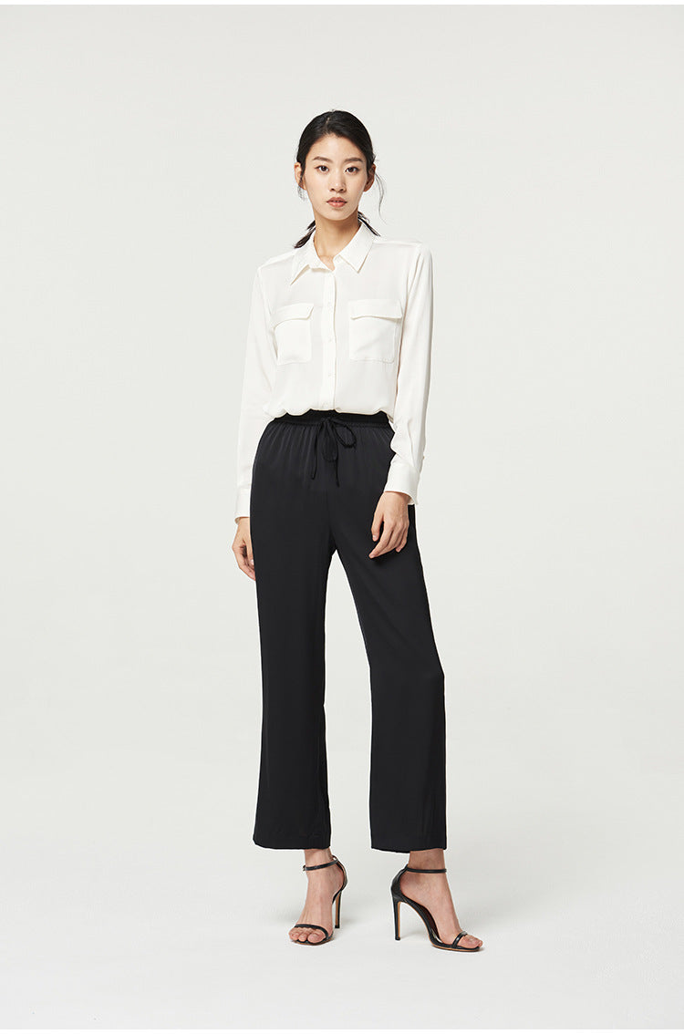 CASUAL silk cropped trousers