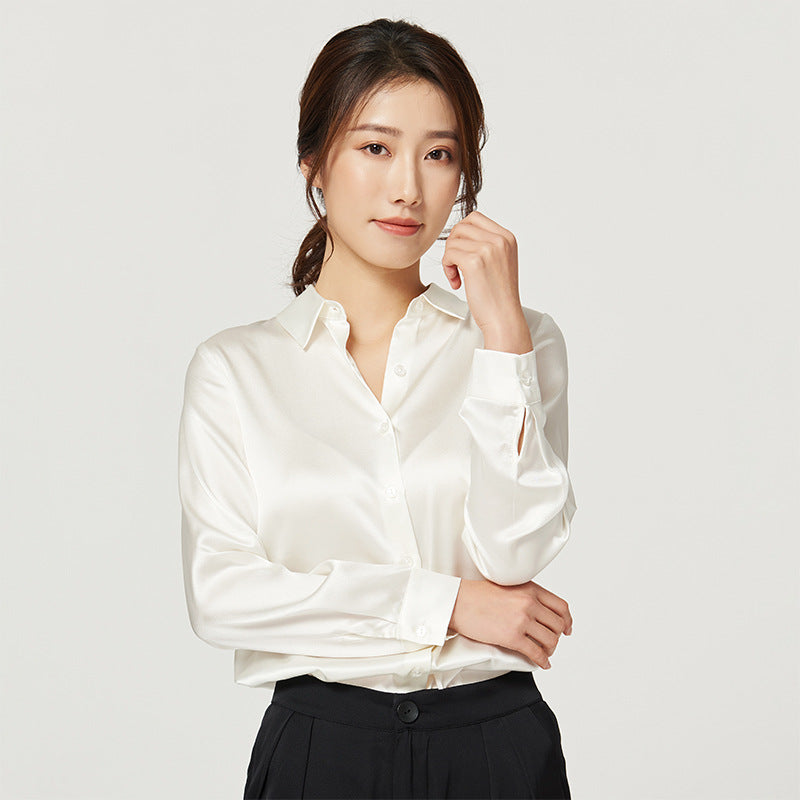 LADY silk solid button shirt