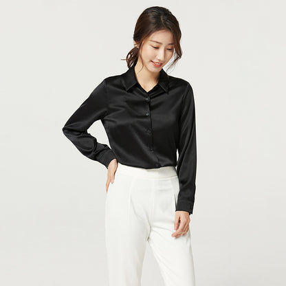 LADY silk solid button shirt
