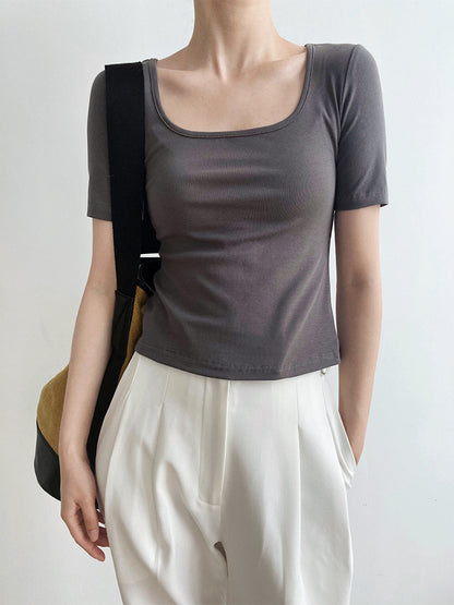 SOLID high waist square T-shirt