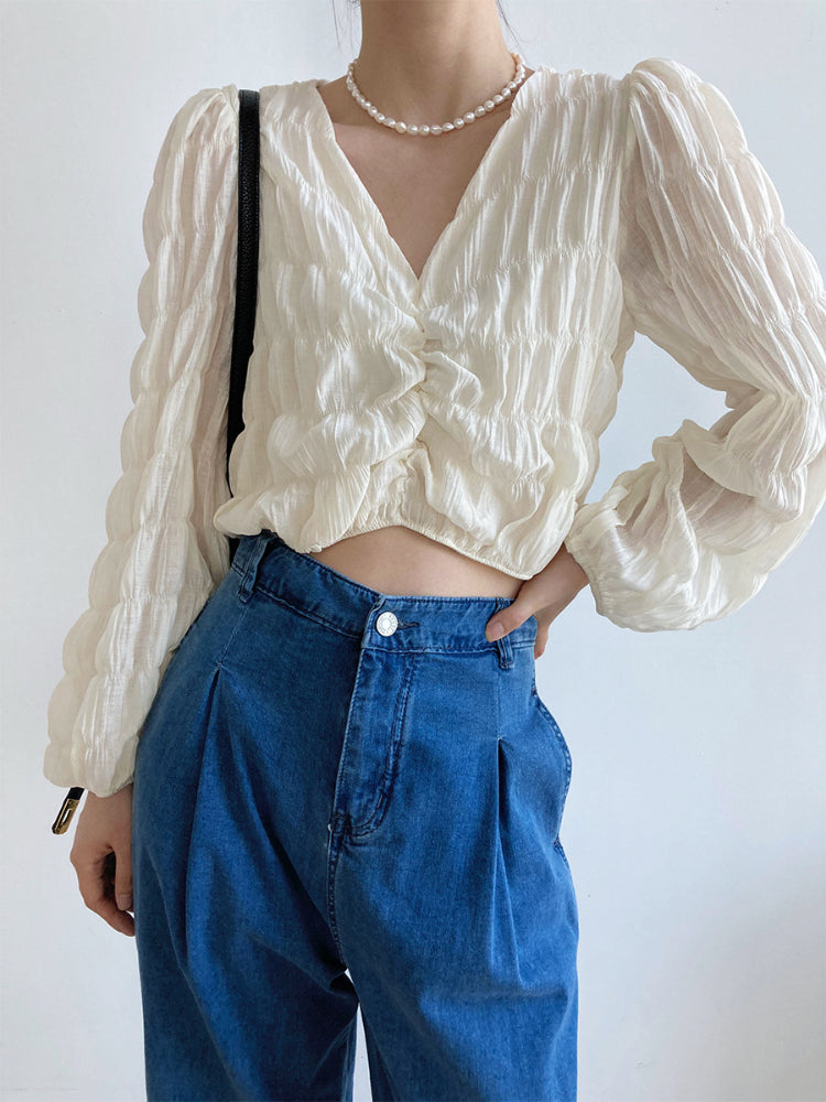 LILY pearl high waist chic blouse
